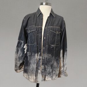 Women's Faded Black Denim Button Down Shirt